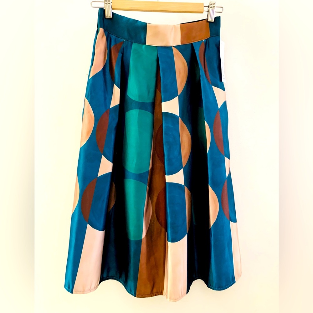 Contemporary Art Dyed Circle Patterned Midi Skirt
